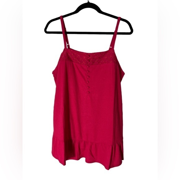 Torrid Texture Knit Woven Eyelet‎ Square Neck Swing Tank top pink size 1X - Picture 4 of 9